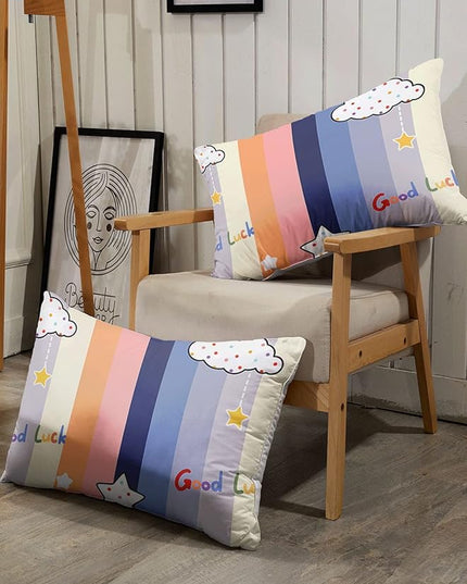 Datura home Cloud Stylish Comforter Bedding Set for Kids Children,Boys and Girls coulorful Stripe with Dot Cute Sky Bedding Set with 1 Comforter and 2 Pillowcases(Cloud Twin) - LeafyLoom