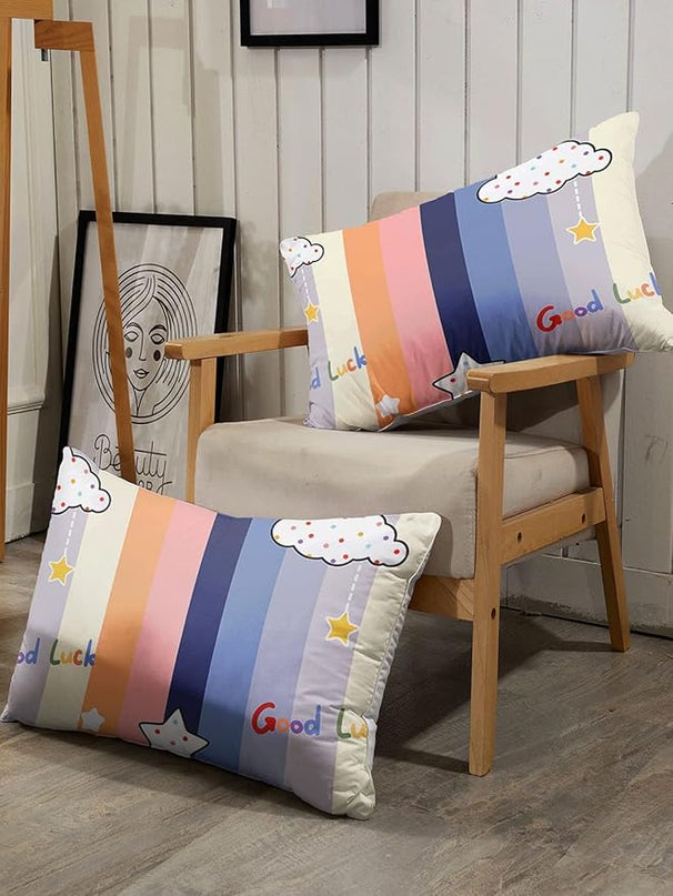 Datura home Cloud Stylish Comforter Bedding Set for Kids Children,Boys and Girls coulorful Stripe with Dot Cute Sky Bedding Set with 1 Comforter and 2 Pillowcases(Cloud Twin) - LeafyLoom