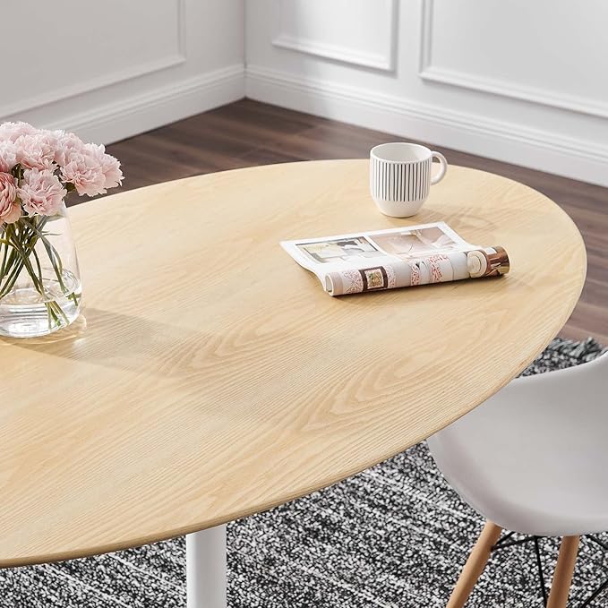 Modway Lippa Dining Table, 60", White Natural - LeafyLoom