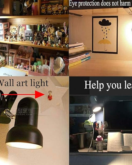 Clamp Light,360° Rotation Clip on Lamp Portable Book Reading Light,Clamp on Desk/Table/Bunk Bed/Cupboard Home Lighting, (Clamp Light Two Colors for Your Choice) White - LeafyLoom