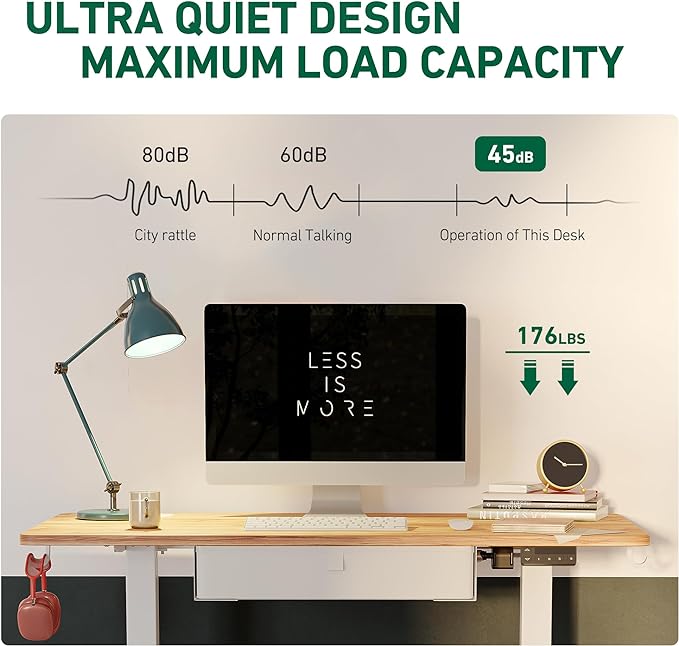 FEZIBO 40 x 24 Inches Standing Desk with Drawer, Adjustable Height Electric Stand up Desk with Storage, Sit Stand Home Office Desk, Ergonomic Computer Desk, White - LeafyLoom
