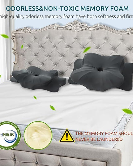 DONAMA Cervical Pillow for Neck and Shoulder,Contour Memory Foam Pillow,Ergonomic Neck Support Pillow for Side,Back and Stomach Sleepers with Breathable Pillowcase-Dark Grey - LeafyLoom