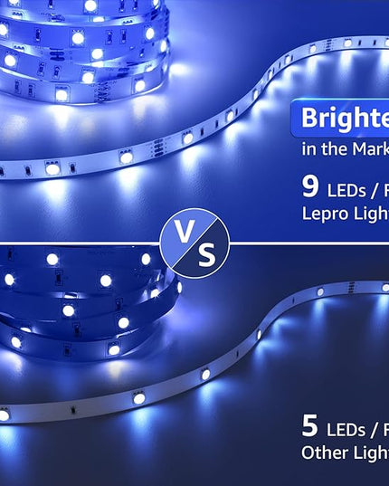 Lepro 65.6ft LED Strip Lights, Ultra-Long RGB 5050 LED Strips with Remote Controller and Fixing Clips, Color Changing Tape Light with 12V ETL Listed Adapter for Bedroom, Room, Kitchen, Bar(32.8FTX 2) Lepro