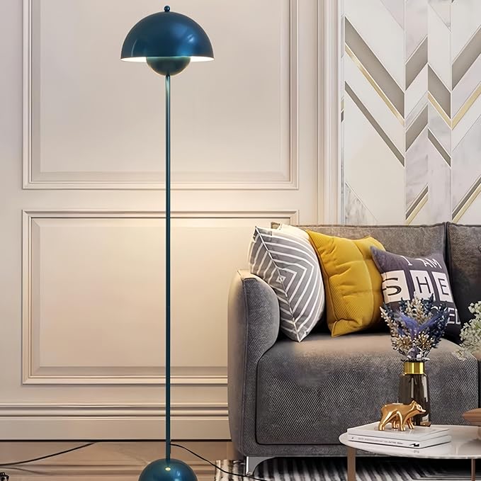 COSYLUX Modern Floor Lamp for Living Room, Industrial Tall Standing Lamp for Bedroom, Metal Shade Reflecting Light reading Floor Lamp for Office, Nursery Room, Corner(Pearl Gentian Blue) - LeafyLoom
