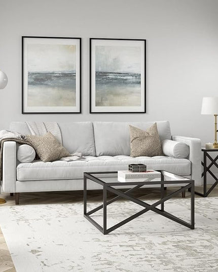 Calix 32'' Wide Square Coffee Table in Blackened Bronze - LeafyLoom