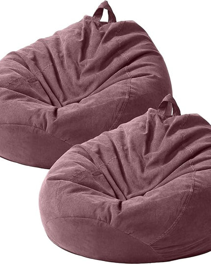 2 Pcs Bean Bag Cover Stuffed Animal Storage Bean Bag Chair Cover Soft Corduroy Stuffed Animal Bean Bag Storage for Kids Adults Indoor Bedroom Organizing Plush Toys (Pink Purple,200l) - LeafyLoom
