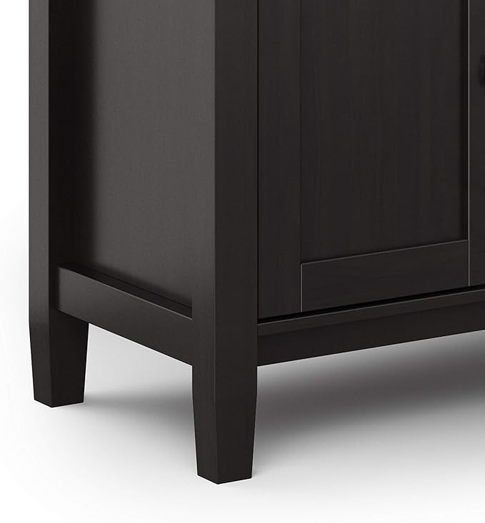 SIMPLIHOME Warm Shaker SOLID WOOD 72 Inch Wide Universal TV Media Stand Transitional with Storage, For Flat Screen TVs up to 80 Inches in Hickory Brown, For the Living Room Entertainment Center - LeafyLoom