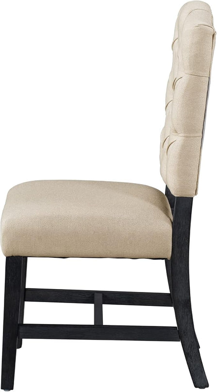 Kitchen Retro Style Set with Extendable Table and 4 Upholstered Chairs for Dining Living Room, Espresso, 5 - LeafyLoom
