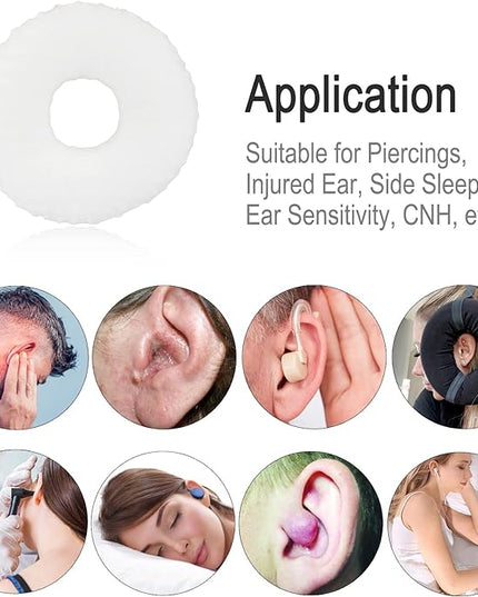 Ear Piercing Pillow for Side Sleeping, Chn Pillow with Hole for Side Sleepers Ear Pain Inflammation Pressure Sores O-Shaped Donut Guard Minky Dot White - LeafyLoom