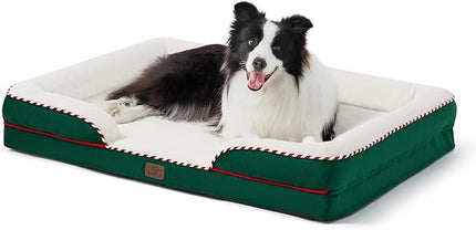 Bedsure Orthopedic Dog Bed for Large Dogs - Big Washable Dog Sofa Beds Large, Supportive Foam Pet Couch Bed with Removable Washable Cover, Waterproof Lining and Nonskid Bottom, Green BEDSURE