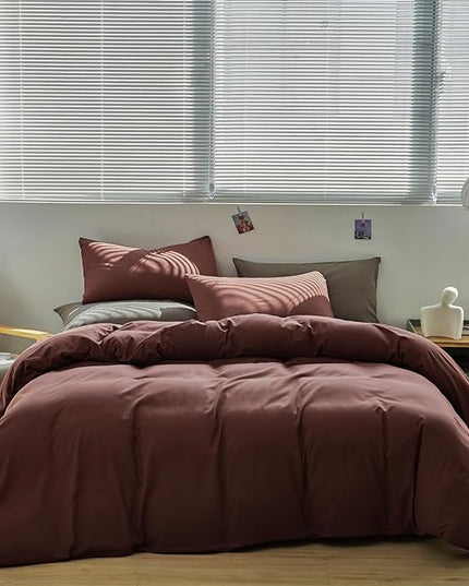 Brick Red Comforter Set Cal King Clay Red Color Bedding Set 3 Pieces Solid Color Women Blanket Set Solid Brick Red Comforter Set Cal King Dark Red Blanket Set Girls Comforter Set - LeafyLoom