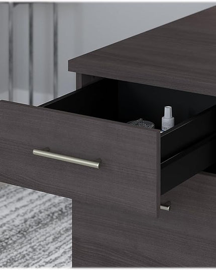 Bush SET015SG Somerset 35-Inch -41-Inch Adjustable Desk with Hutch, Storm Gray - LeafyLoom