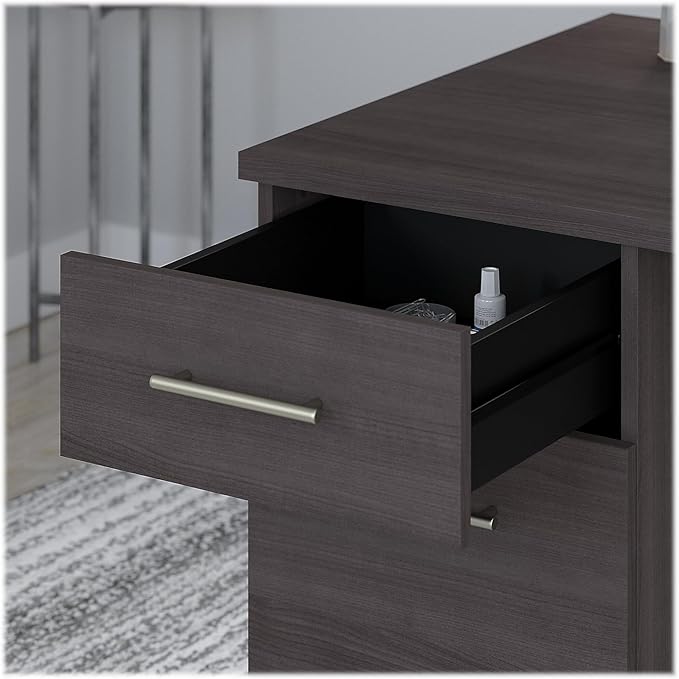 Bush SET015SG Somerset 35-Inch -41-Inch Adjustable Desk with Hutch, Storm Gray - LeafyLoom