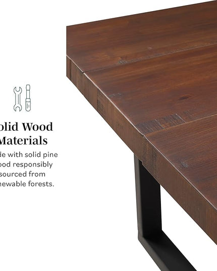 Walker Edison Andre Modern Solid Wood Dining Table, 72 Inch, Mahogany - LeafyLoom