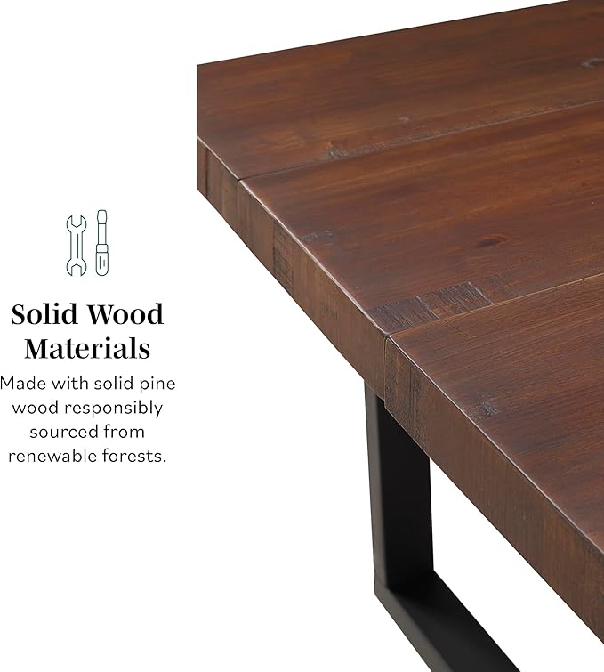 Walker Edison Andre Modern Solid Wood Dining Table, 72 Inch, Mahogany - LeafyLoom