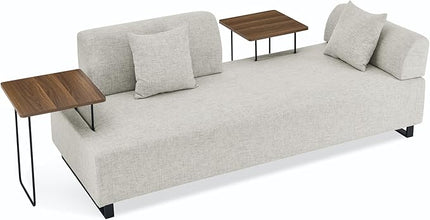 Morden Linen Upholstered 3 Seat Sofa Couch with Two End Tables and 2 Pillows, Free Transformation Removable Back and Armrests for Living Room, 86.25", Beige-395 - LeafyLoom