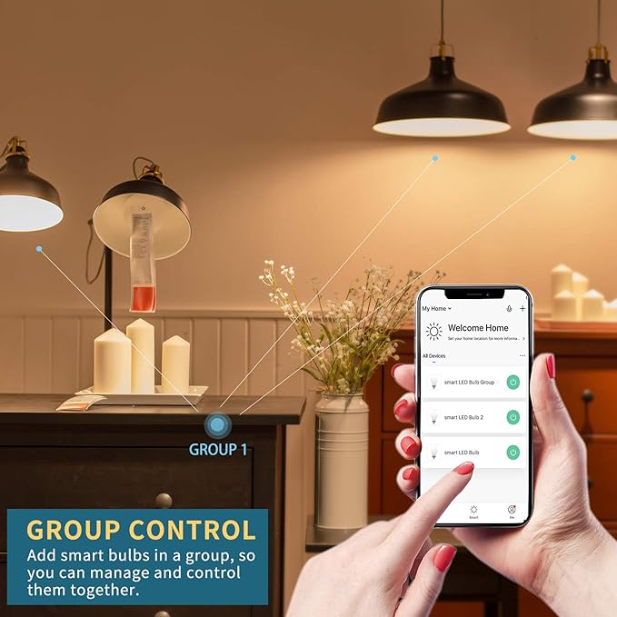 Peteme Smart WiFi Alexa Light Bulb, Led RGB Color Changing Bulbs, Compatible with Alexa, Siri, Echo, Google Home (No Hub Required), E26 A19 60W Multicolor (4 Pack)… Peteme