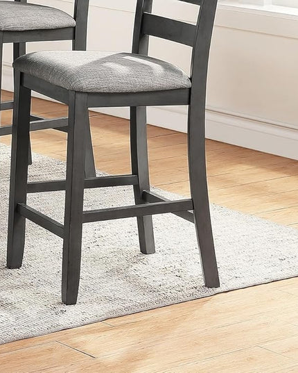 NicBex Small Dining Table Set for 4 Breakfast Nook Table Set Counter Height 5Pc Set Square Dining Table with Shelves Cushion Seat Ladder Back High Chairs Solid Wood, Grey - LeafyLoom