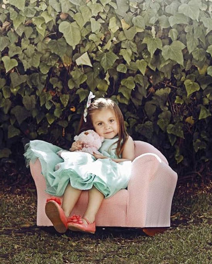 Keet Roundy Rocking Kid's Chair, Green Gingham - LeafyLoom