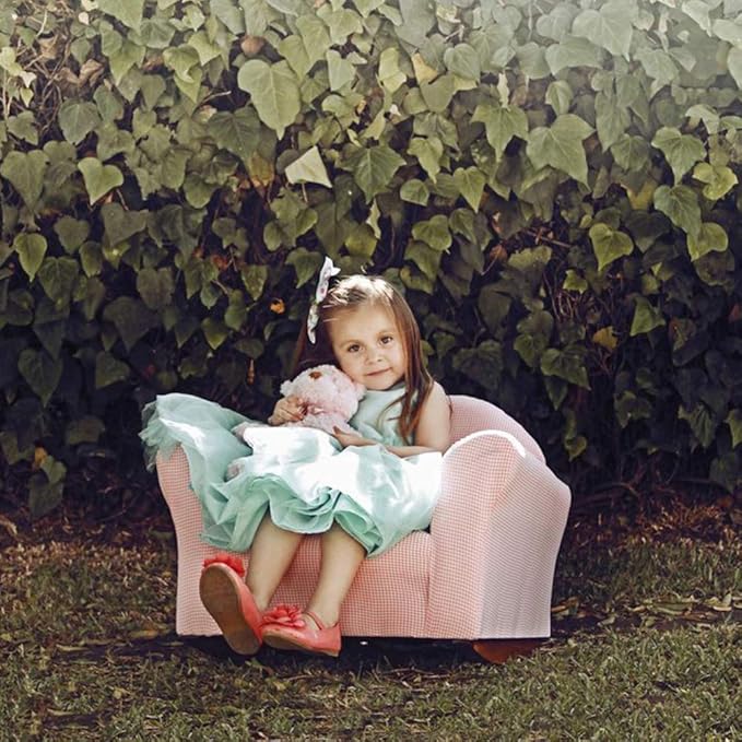 Keet Roundy Rocking Kid's Chair, Green Gingham - LeafyLoom