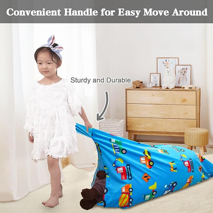 Jorbest Stuffed Animal Storage, Construction Stuffed Animal Bean Bag Storage, Soft Velvet Bean Bag Cover for Stuffed Animals, Bean Bag Chair for Kids and Adults - Cover ONLY (200L/52 Gal) - LeafyLoom