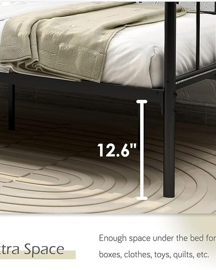 alazyhome Twin Size Metal Daybed Guest Bed Frame for Living Room Bedroom Steel Slat Support No Box Spring Needed Space Saving Black - LeafyLoom