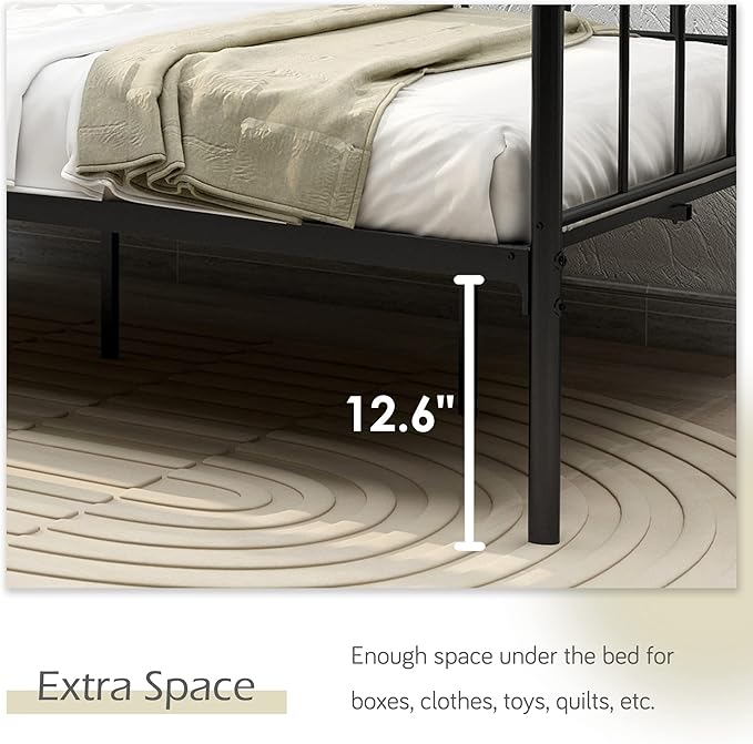 alazyhome Twin Size Metal Daybed Guest Bed Frame for Living Room Bedroom Steel Slat Support No Box Spring Needed Space Saving Black - LeafyLoom