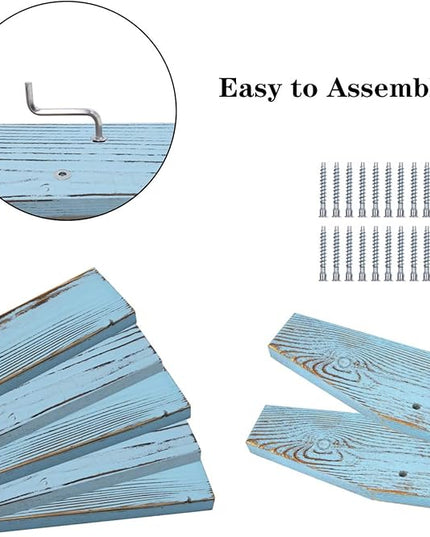 Honest Blanket Ladder for The Living Room, Decorative Wooden Quilt Ladder, 5-Tier Blanket Rack, Farmhouse Decor for Living Room Bedroom Bathroom, Blue - LeafyLoom