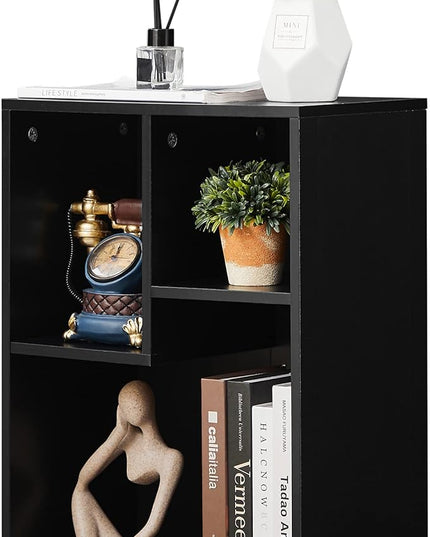 VECELO 3-Cube Small Bookshelf, Modern Bookcases with Shelves Height Up to 12.8 Inches, Suit for Common Size TextBook, Vertical or Horizontal, Cubby Storage Organizer,Vintage Black - LeafyLoom