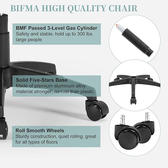 Ergonomic Mesh Office Chair, Comfy Desk Chair with Flip up Armrests, Swivel Computer Desk Chair with Adjustable Lumbar Support and Height for Home Office, 300 lbs Capacity - LeafyLoom
