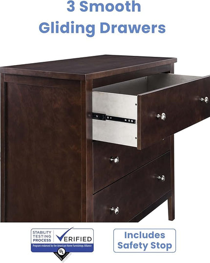 Delta Children Campbell 3 Drawer Dresser, Walnut Espresso - LeafyLoom