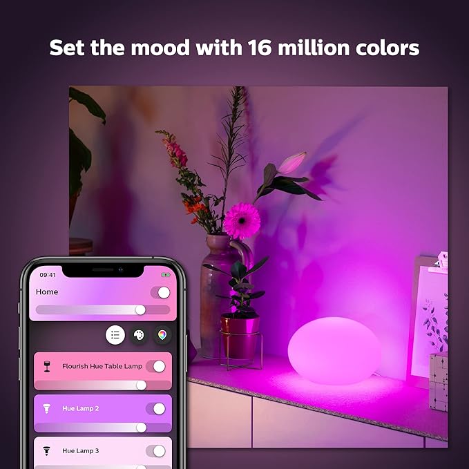 Philips Hue Flourish Smart Table Lamp, White- White and Color Ambiance LED Color-Changing Light- 1 Pack - Control with Hue App- Compatible with Alexa, Google Assistant, and Apple Homekit PhilipsHue