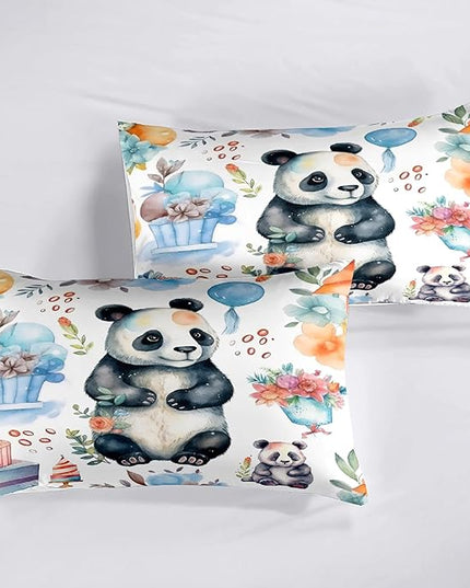 Panda Comforter Set Full Size - Panda Bedding for Boys Girls Cute Panda Set Cartoon Pandas Print Comfort Full Bedding Set for Kids Teens, 1 Comforter+2 Pillowcases - LeafyLoom