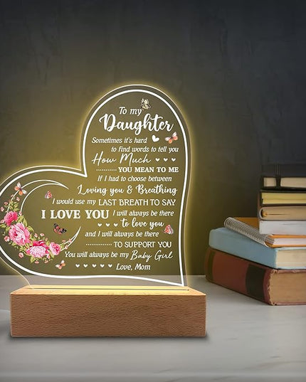 Acrylic Night Light Gifts for Daughter - You Will Always be My Baby Girl - Daughter Gifts from Mom, Dad for Birthday, Graduation, Wedding - Sentimental Gifts for Daughter - LeafyLoom