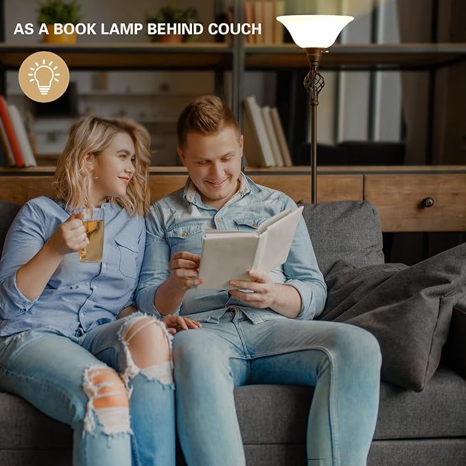 Floor Lamp for Living Room, 72" Modern Bedroom Standing Lamp with 8W LED Bulb, 3000K Eye Protection Torchiere Floor Lamp for Bedroom, Office, Living Room(Red Brown) - LeafyLoom