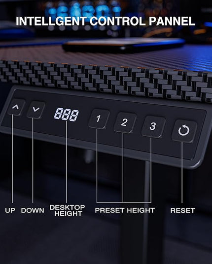 59" Reversiable L-Shaped Electric Standing Desk Adjustable Height Gaming Stand Up Corner Desk Sit Stand Home Office Computer Desk with Splice Board,Black Carbon Top - LeafyLoom