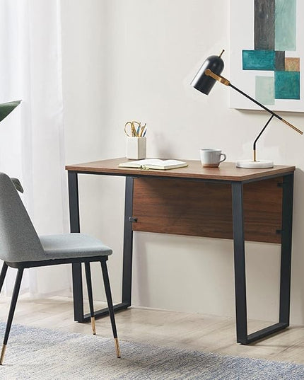 510 DESIGN Carlyle Home Office Computer Desk for Small Spaces - Industrial Wooden Top Writing Table with Sturdy Metal Legs, Living Room Furniture, Easy Assembly, 38" W x 22" D x 30" H, Dark Coffee - LeafyLoom