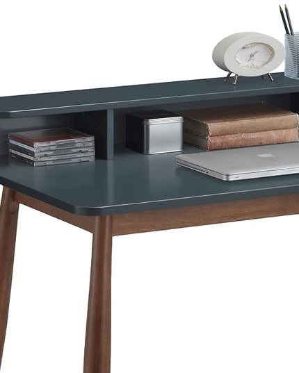 Roundhill Furniture Roskilde Storage Wood Office Desk, Gray - LeafyLoom