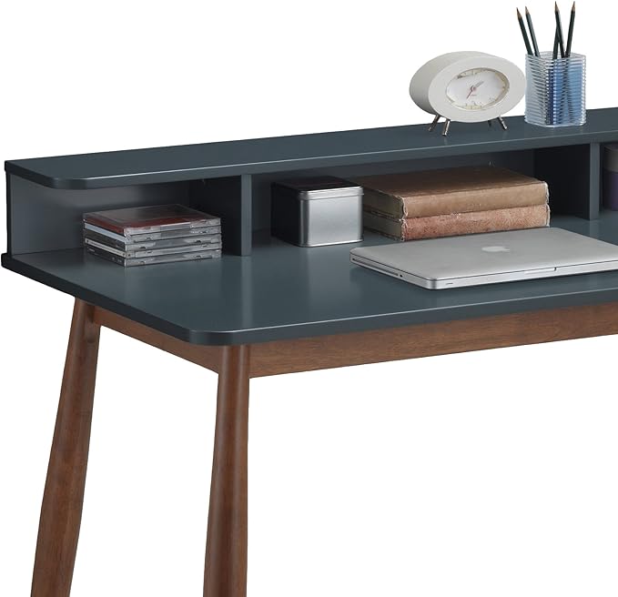 Roundhill Furniture Roskilde Storage Wood Office Desk, Gray - LeafyLoom