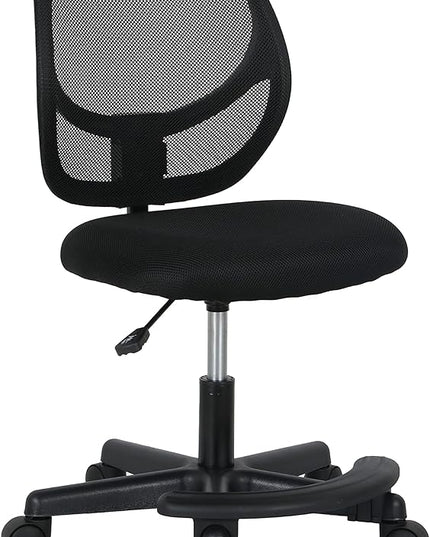 Amazon Basics Kids Adjustable Mesh Low-Back Swivel Study Desk Chair with Footrest, Black - LeafyLoom
