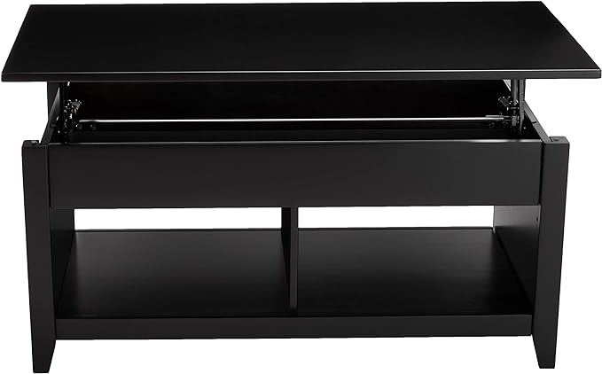 Amazon Basics Lift-Top Storage Rectangular Coffee Table, Black, 40 in x 18 in x 19 in - LeafyLoom