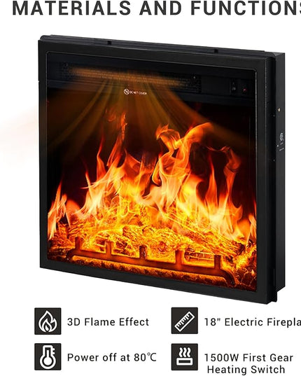 oneinmil Fireplace TV Stand with 18” Electric Fireplace, 58” TV Console Stand for TVs Up to 65", LED Light Entertainment Center, Fireplace for The Living Room TV Stand, Brown - LeafyLoom