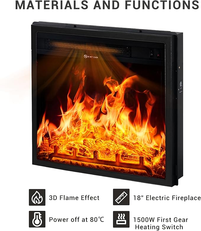 oneinmil Fireplace TV Stand with 18” Electric Fireplace, 58” TV Console Stand for TVs Up to 65", LED Light Entertainment Center, Fireplace for The Living Room TV Stand, Brown - LeafyLoom
