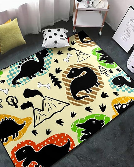 Dinosaur Rugs for Boys Bedroom - Kids Bedroom Rug Dinosaur Pattern Area Rug Kids Play Rugs for Boys Dinosaur Bedroom Decor for Boys Colorful Dinosaur Print Area Rug Kids Rugs for Bedroom,4'×5' - LeafyLoom