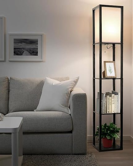 Shelf Floor Lamp, Shelves Floor Lamp for Living Room Bedroom, 4-Tier Modern Shelf Floor Lamp with 3CCT LED Blub(Black) - LeafyLoom