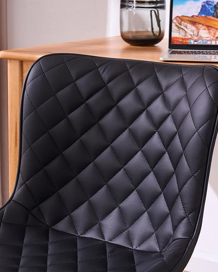 YOUNIKE Dining Kitchen Desk Chairs Modern Minimalist Faux Leather Indoor Padded Upholstered with Back Suitable for Kitchen Living Room Coffee Shop, Loads up to 300lbs Set of 2 Black - LeafyLoom