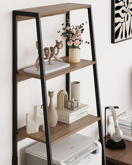 Industrial Bookshelf, Tall Bookcase with 3 Fabric Storage Drawers, Display Standing Shelf Unit for Living Room, Home Office, Vintage Brown - LeafyLoom
