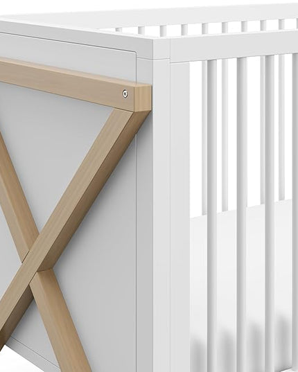 Storkcraft Equinox 3-in-1 Convertible Crib (Driftwood) - Easily Converts to Toddler Bed & Daybed, 3-Position Adjustable Mattress Support Base, Modern Two-Tone Design for Contemporary Nursery - LeafyLoom