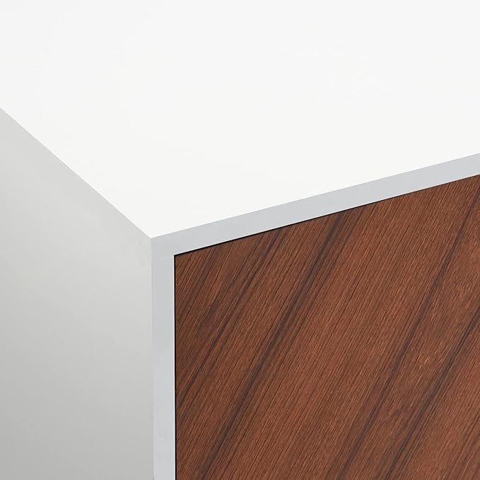 ROCKPOINT Modern 2 Door Asymmetrical Console Stand for TVs up to 58 Inches, 52inch, White - LeafyLoom