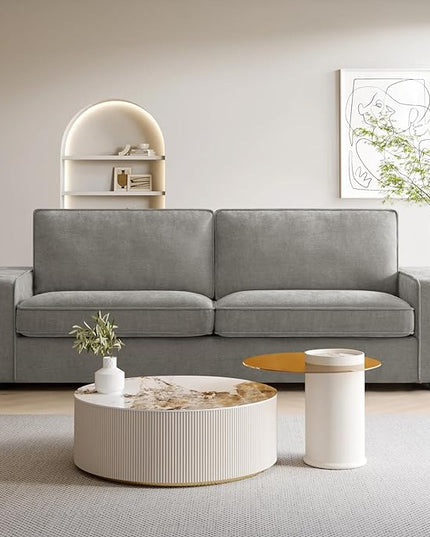 COHOME 88" Loveseat Sofa with Deep Seat, Modern Chenille Love Seat Couch for Living Room with Removable Covers, Upholstered 2-Seater Small Couch for Bedroom, Apartment，Grey - LeafyLoom